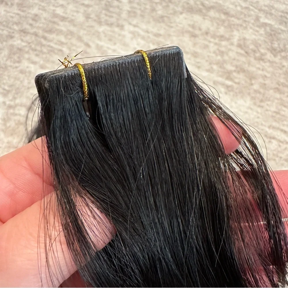 ⭐️ 20” Natural Black Invisi‎ Edge Tape in Human Hair Extensions 30g 10pcs #RD7